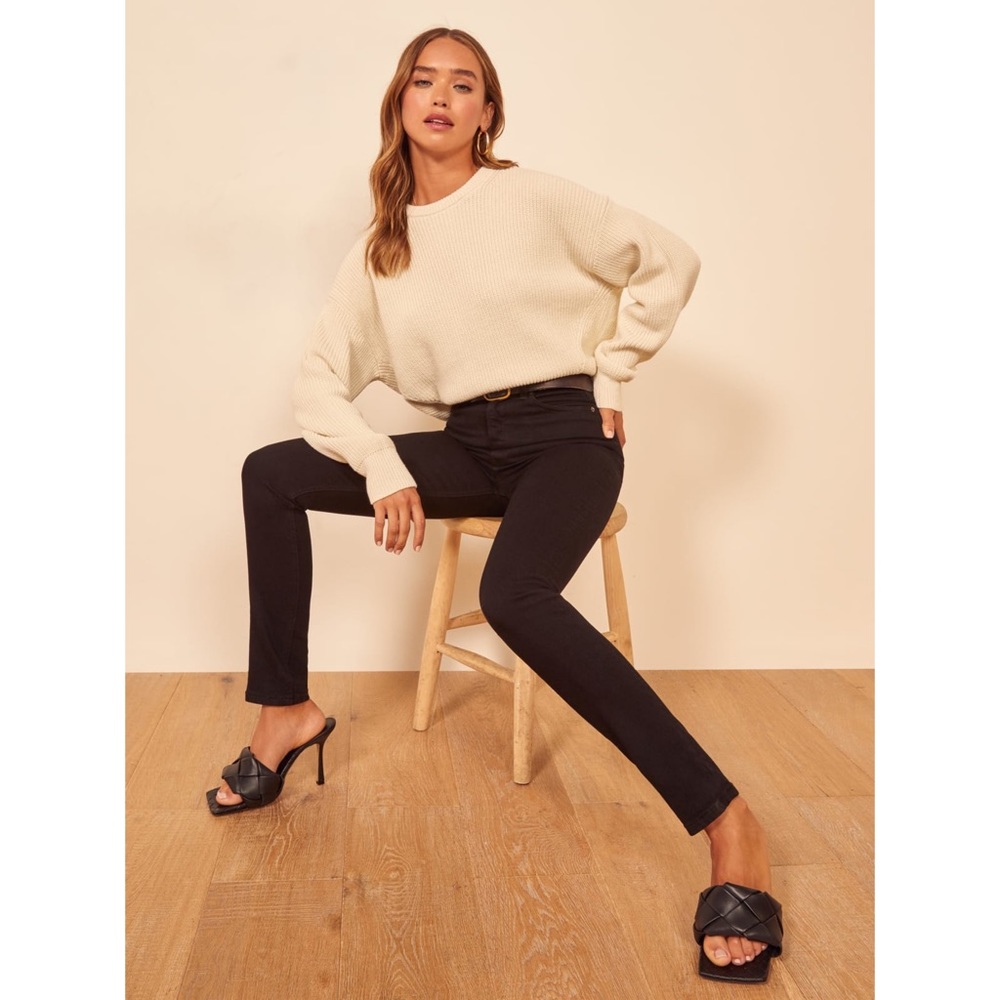 Reformation Harper High Rise Skinny Jeans in Black
